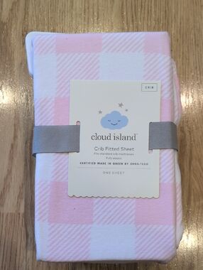 cloud island Pink and White Buffalo Check Crib Sheet